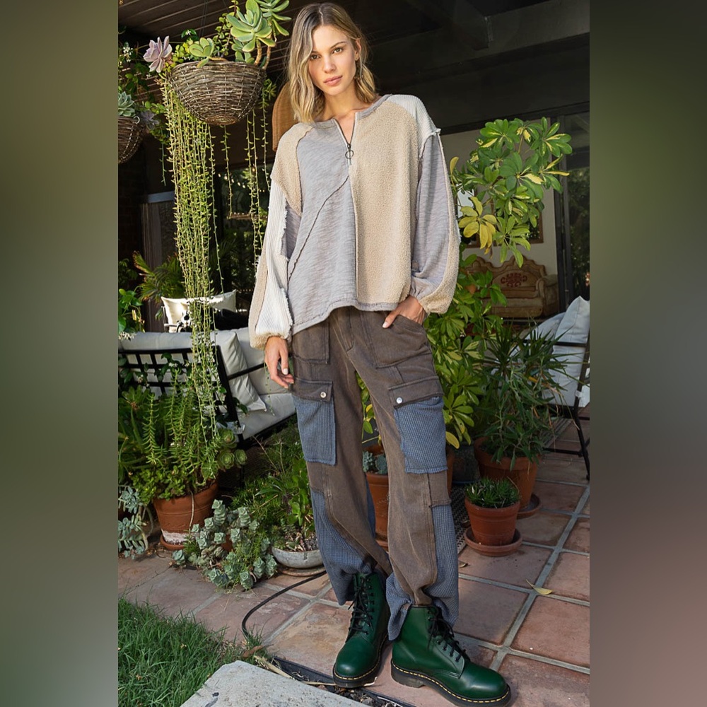 POL Blue and Black Trousers Relaxed Fit